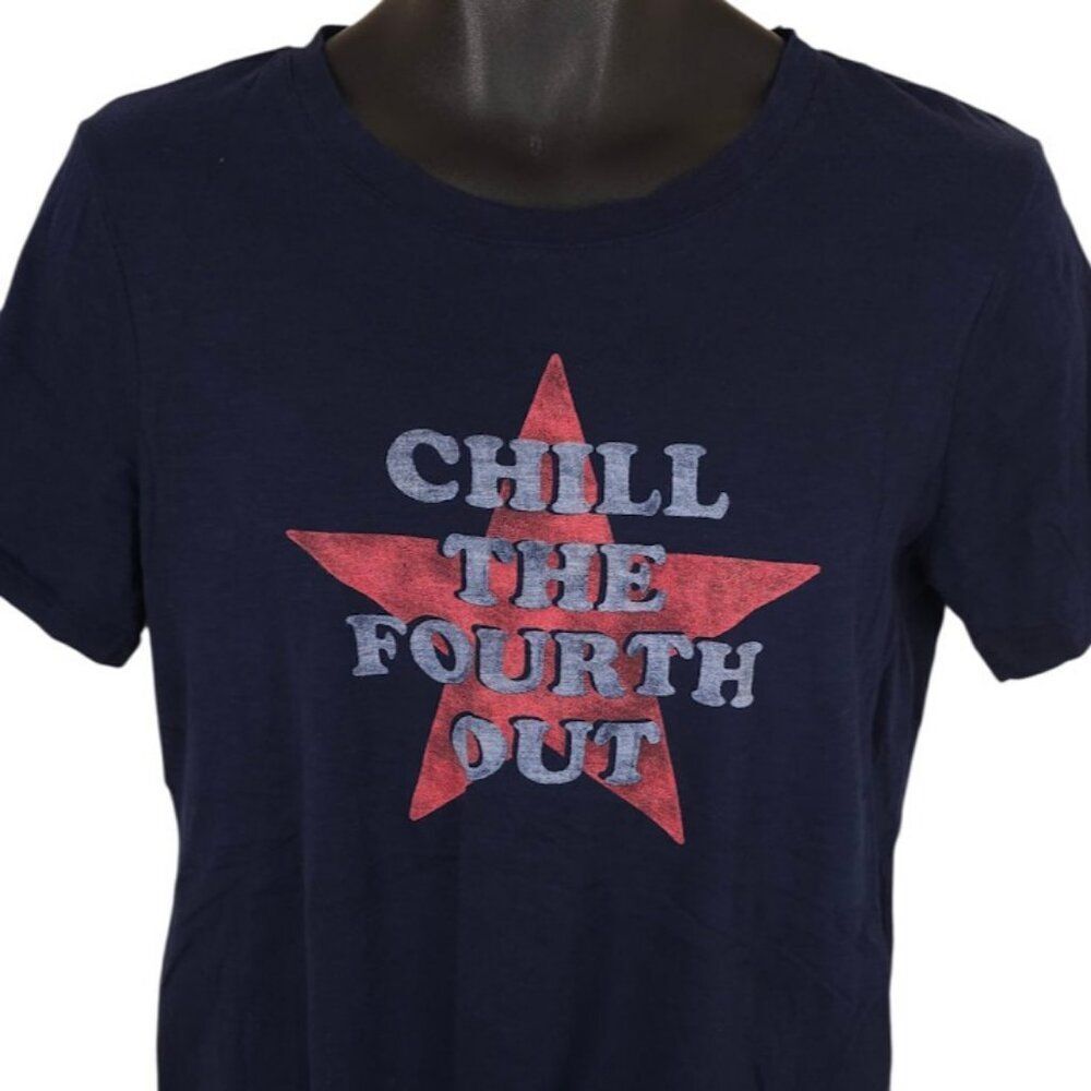 4th Of July T Shirt Womens Size Medium Blue Chill The Fourth Out Funny